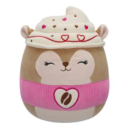Squishmallows - Little Plush 7.5" Reza the Latte Squirrel with Pink Sleeve and Heart Logo | 1-6Y