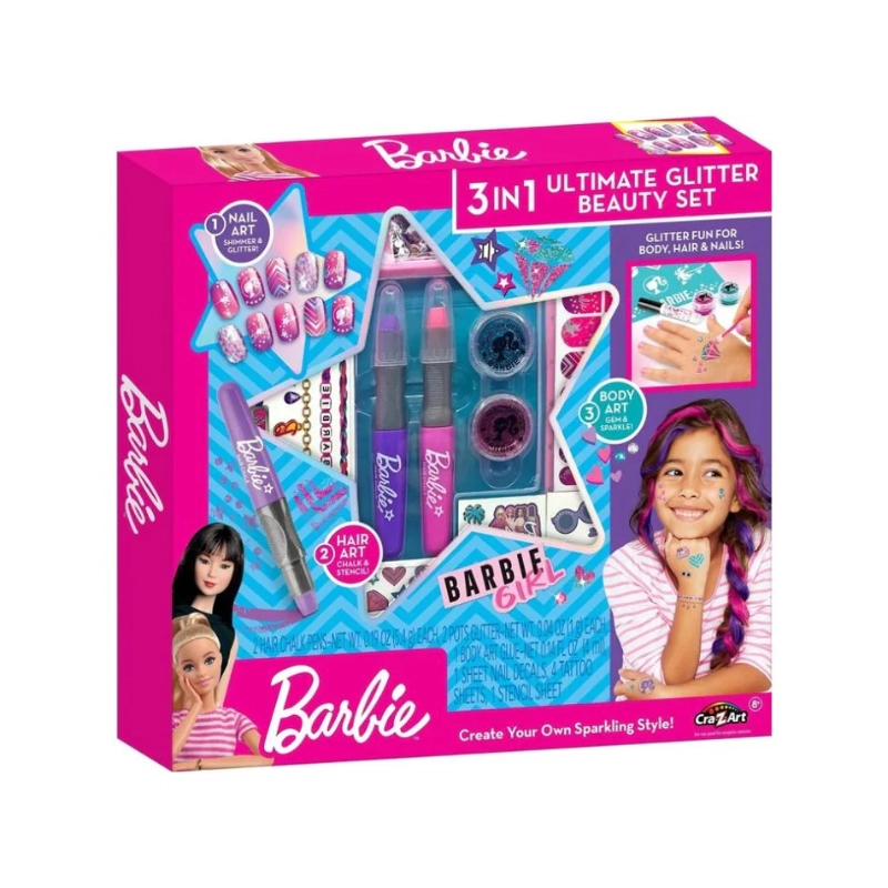 Cra-Z-Art - Barbie 3 in 1 Ultimate Glitter Beauty Set | 8Y+
