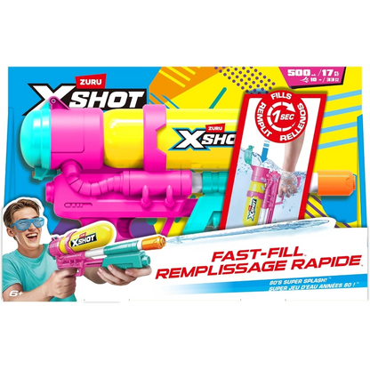 X-Shot - Water Fast Fill 80s Super Splash Water Blaster- Pink/Yellow | 6Y+