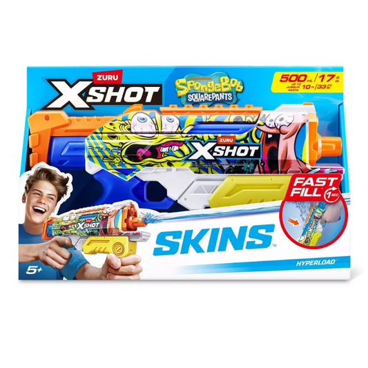 X-Shot - Hyperload Fast Fill Skins- SpongeBob (Series 1) | 5Y+