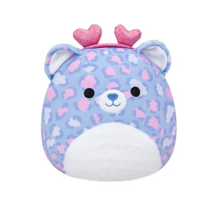 Squishmallows - Little Plush 7.5" Noam the Purple Patterned Leopard with Pink Sparkle Heart Headband | 1-6Y