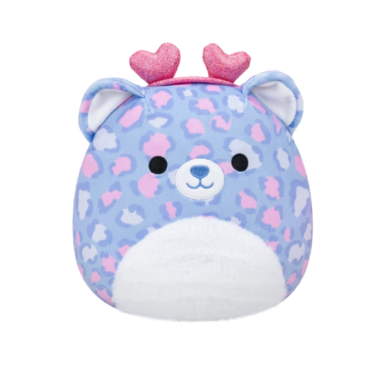 Squishmallows - Little Plush 7.5" Noam the Purple Patterned Leopard with Pink Sparkle Heart Headband | 1-6Y