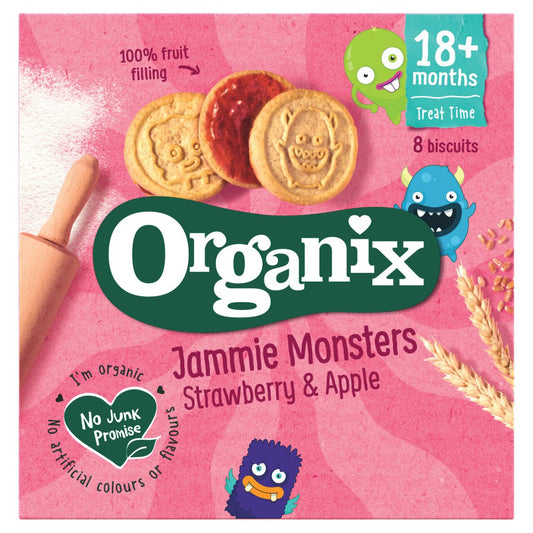 Organix - 8 Jammie Monsters Strawberry & Apple Organic Biscuits
