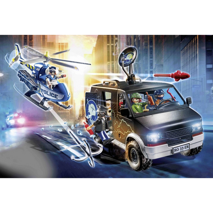 Playmobil - Helicopter Pursuit with Runaway Van- 124 Pcs | 4Y+
