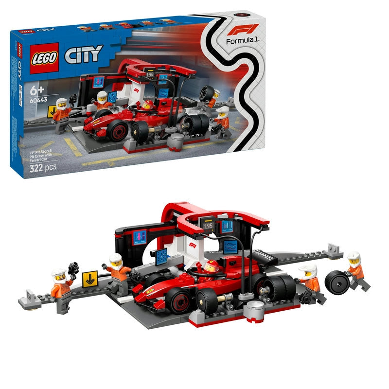 Lego - F1 Pit Stop & Pit Crew with Ferrari Car | 322 Pcs | 6Y+