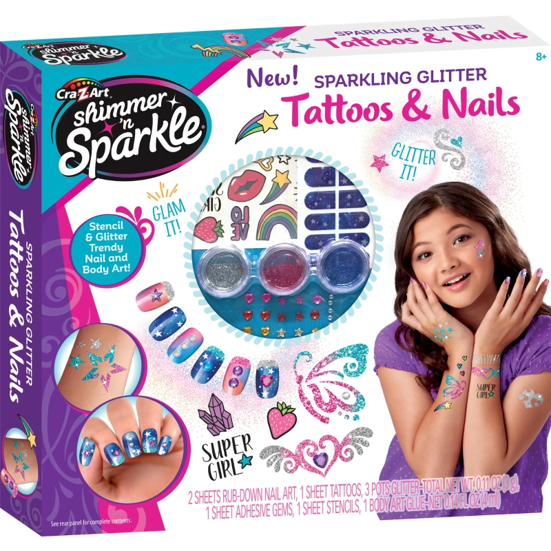 Cra-Z-Art - Shimmer 'n Sparkle Sparkling Glitter Tattoos and Nails | 8Y+