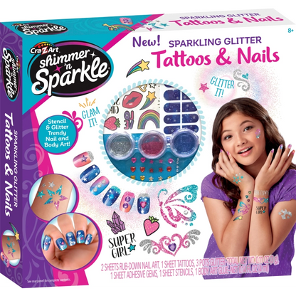 Cra-Z-Art - Shimmer 'n Sparkle Sparkling Glitter Tattoos and Nails | 8Y+