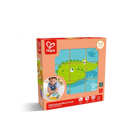 Hape Wild Animals Block Puzzle - double-sided wooden blocks