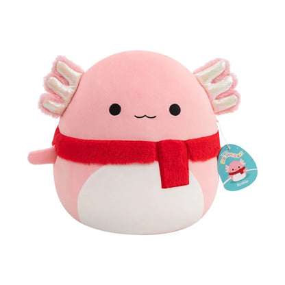 Squishmallows - Medium Plush 12" Archie the Dark Pink Axolotl with White Belly and Red Fuzzy Scarf | 1-6Y