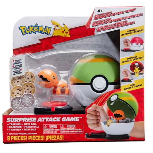 Pokemon - Surprise Attack Poke Ball Battle Game Single Pack- Trapinch with Nest Ball | 4Y+