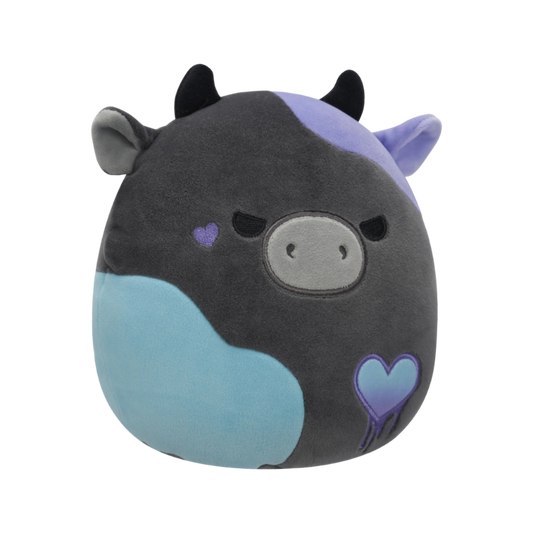 Squishmallows Little Plush 7.5" Smithereens the Charcoal Grey Cow with Teal and Purple Spots and Melting Heart Embroidery | 1-6Y — BambiniJO Jordan