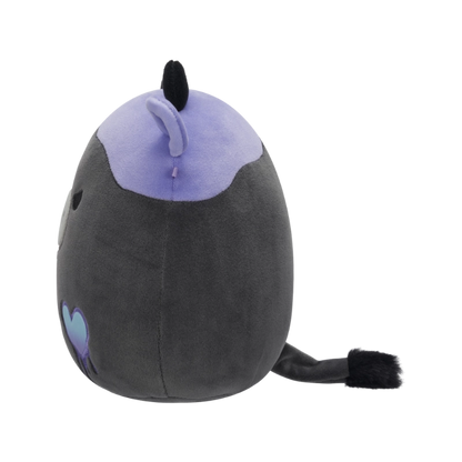Squishmallows - Little Plush 7.5" Smithereens the Charcoal Grey Cow with Teal and Purple Spots and Melting Heart Embroidery | 1-6Y