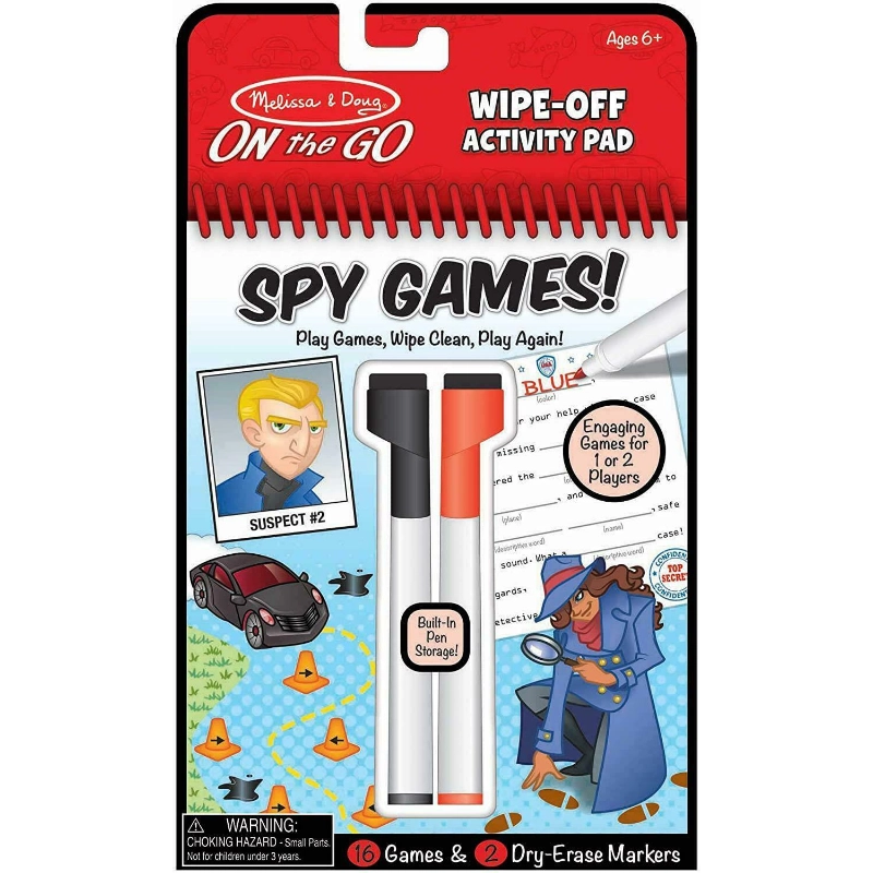 Melissa & Doug - Spy Games Wipe-Off Activity Pad- On The Go Travel Activity | 6Y+ Melissa & Doug - Spy Games Wipe-Off Activity Pad- On The Go Travel Activity | 6Y+