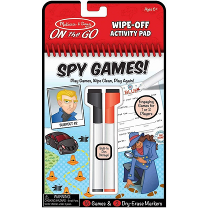 Melissa & Doug - Spy Games Wipe-Off Activity Pad- On The Go Travel Activity | 6Y+