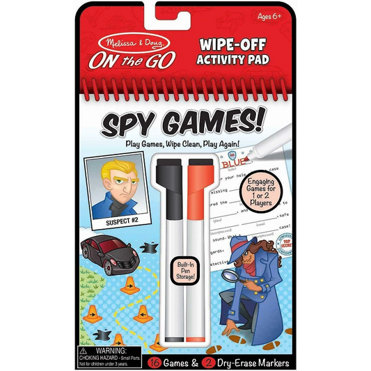 Melissa & Doug - Spy Games Wipe-Off Activity Pad- On The Go Travel Activity | 6Y+