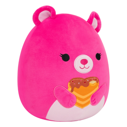Squishmallows - Little Plush 7.5" Delia the Pink Bear Holding Heart Pancakes | 1-6Y