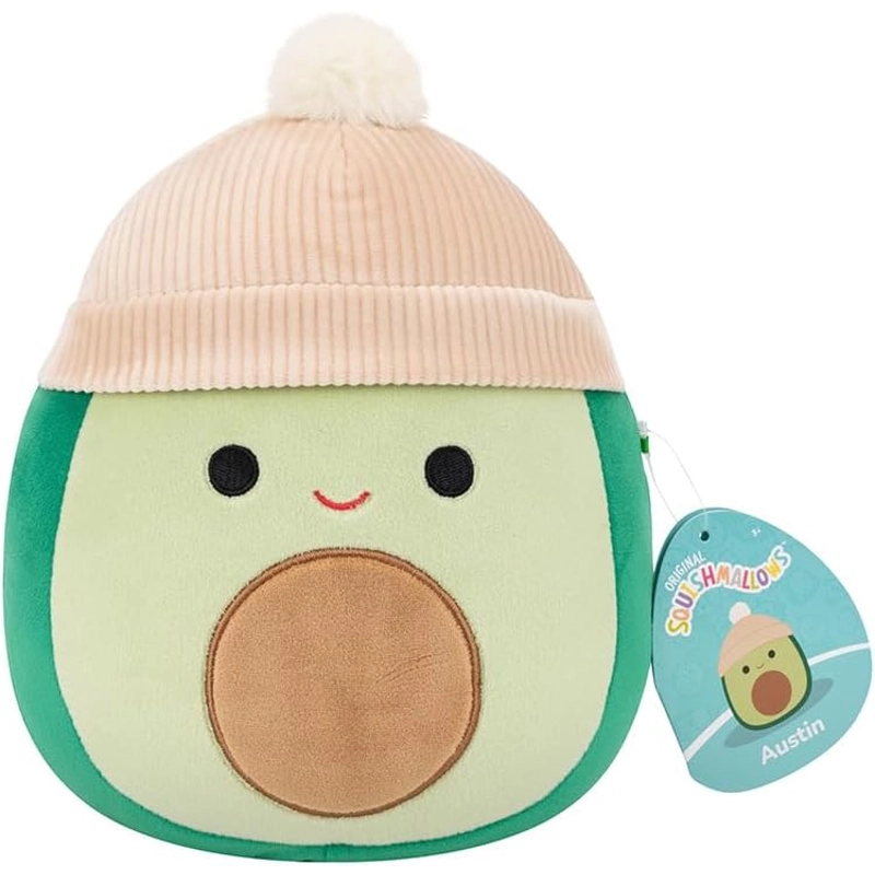 Squishmallows - Little Plush 7.5" Austin the Green Avocado with Tan Beanie | 1-6Y