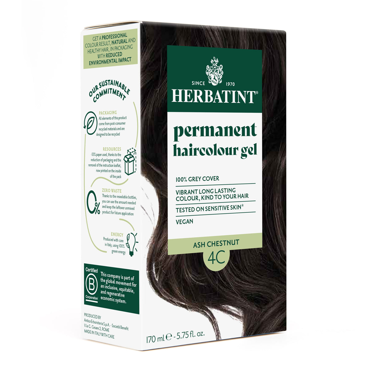 Herbatint 4C Ash Chestnut permanent haircolour gel 170ml pack — BambiniJO Jordan