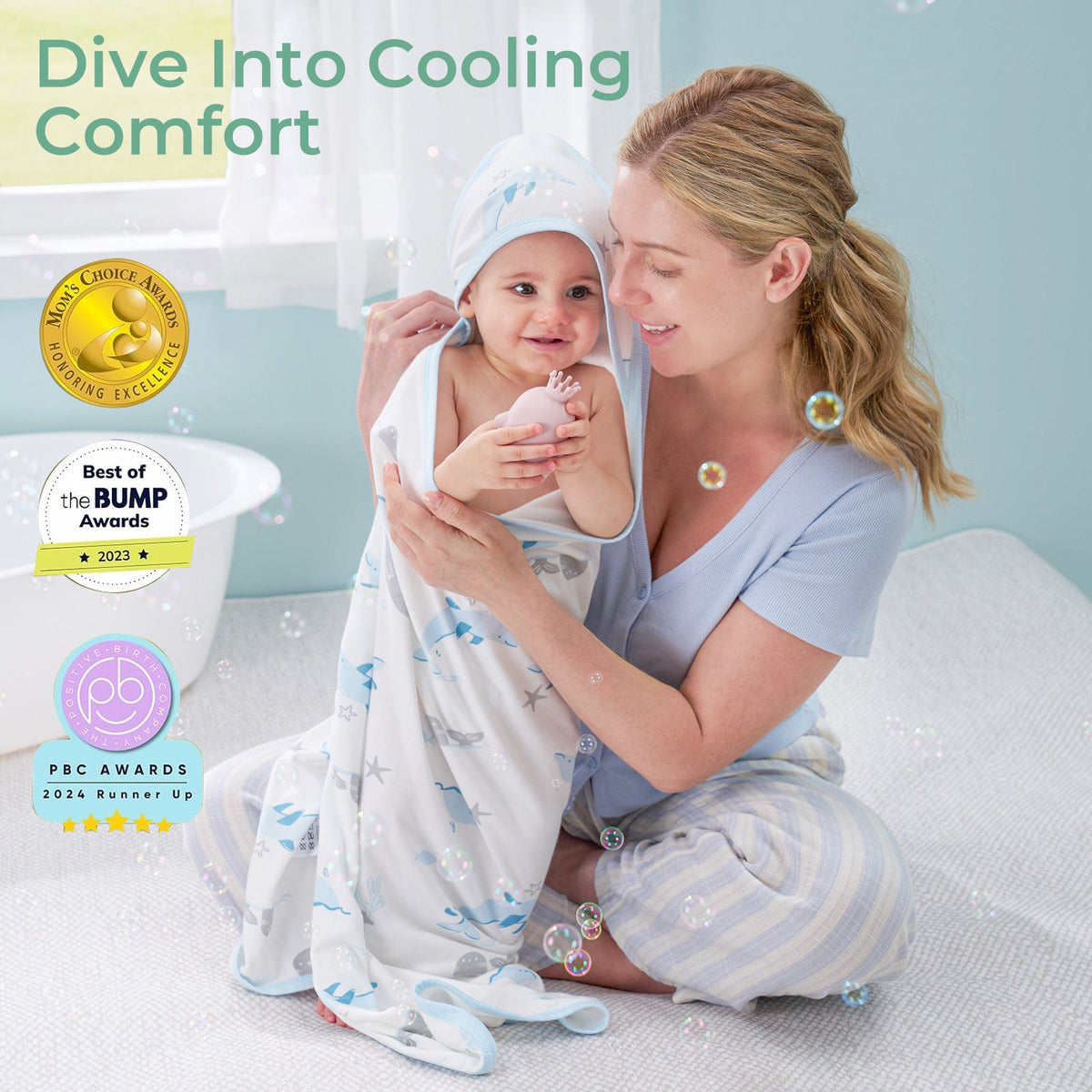 Momcozy Hooded Towel | 90x90 | Blue