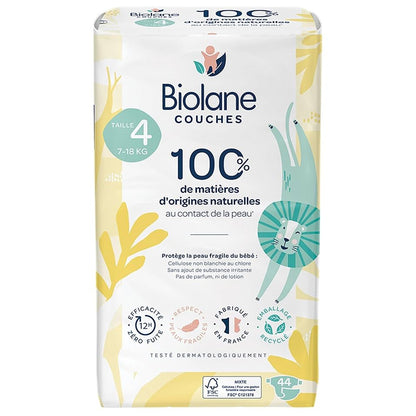 Biolane - Natural Diapers Size 4 | 7-18 kg | 44 Diapers