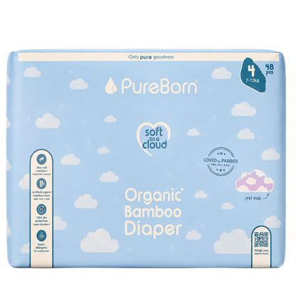 Organic Diapers Size 4 | 7-12kg | Double 48 Diapers
