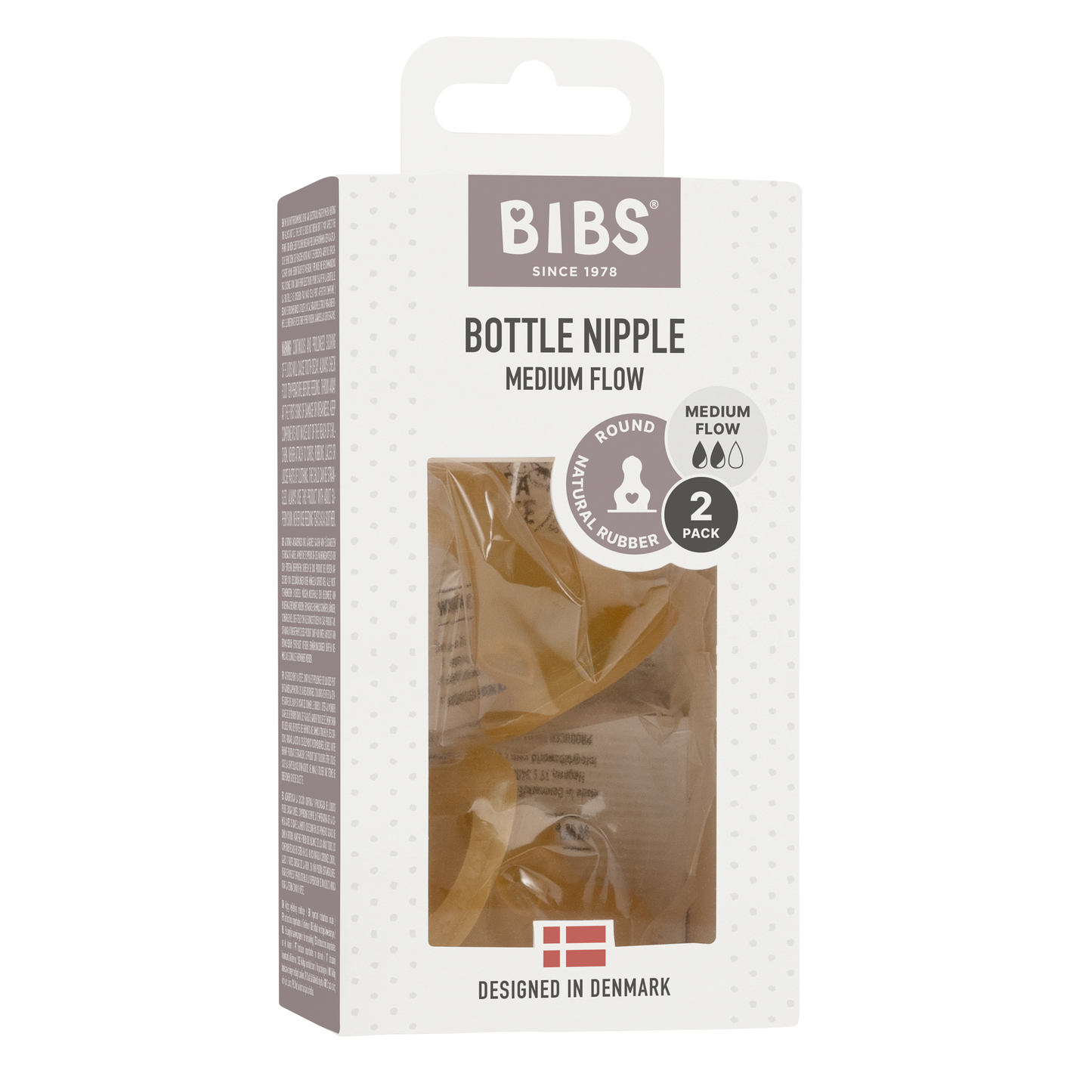 BIBS - Baby Bottle Latex Nipple | 2 Pack | Medium Flow | 2+ Months
