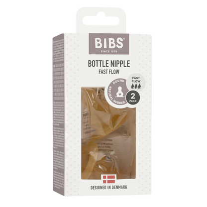 BIBS - Baby Bottle Latex Nipple | 2 Pack | Fast Flow | 4+ Months