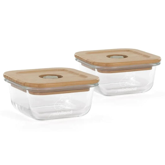 Miniland - Glass Food Containers | Frog | 210ml | Set of 2