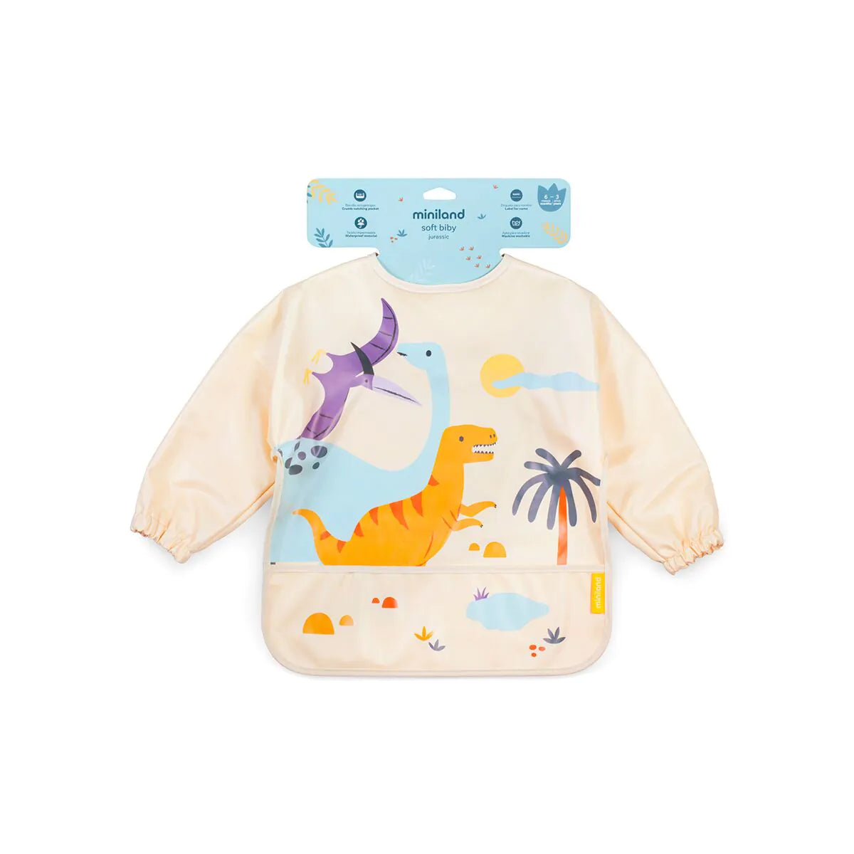 Miniland - Long Sleeved Bib | Dinosaurs