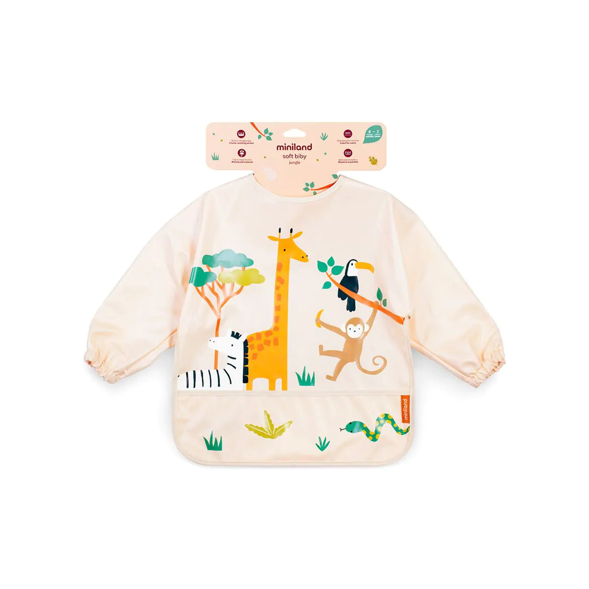 Miniland - Long Sleeved Bib | Jungle