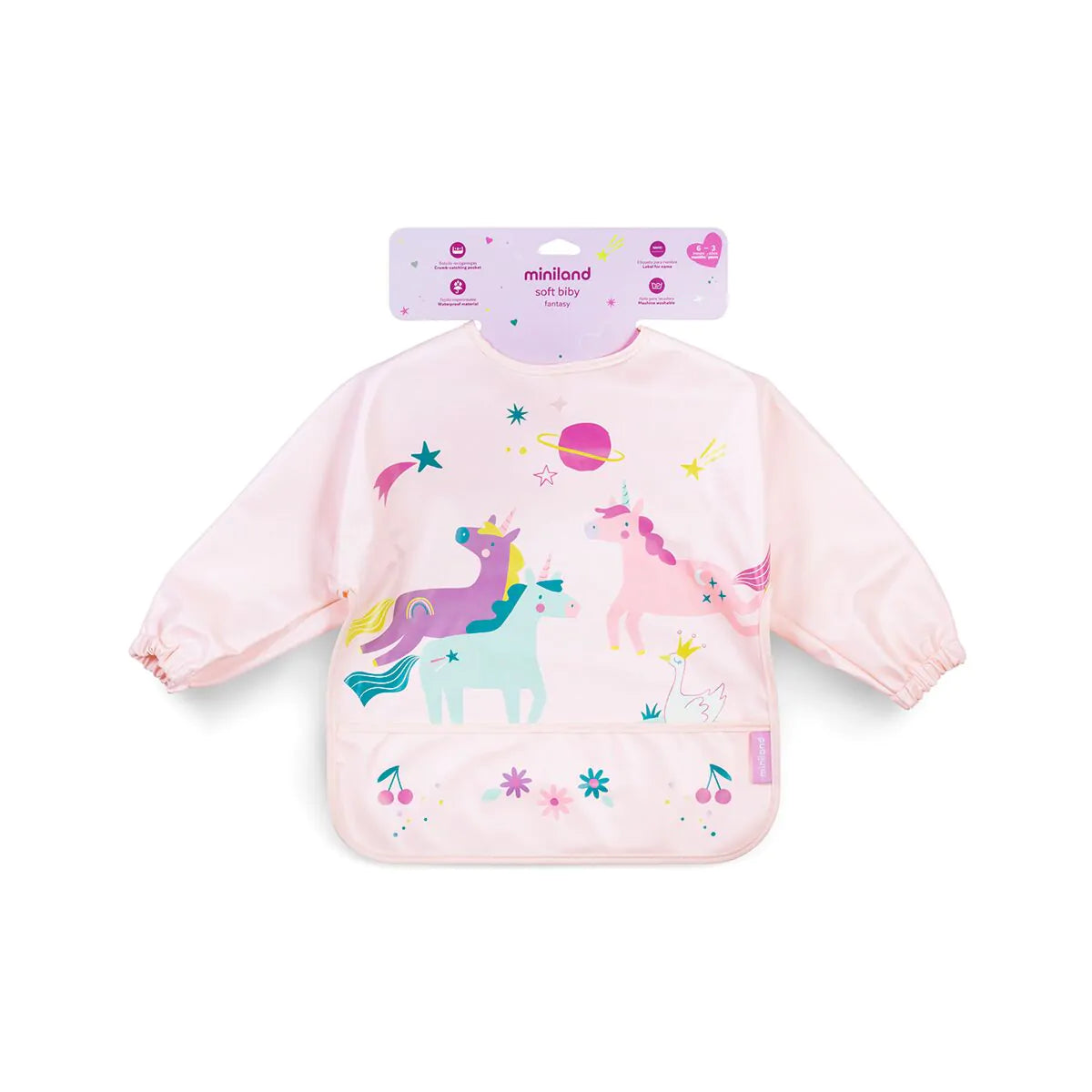 Miniland - Long Sleeved Bib | Unicorn