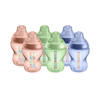 Tommee Tippee Closer to Nature Kindness Pastel Bottle, X6 Bottles, 260 ml