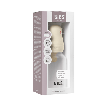 BIBS - زجاجة رضاعة للأطفال من البولي بروبيلين مضادة للمغص | 150 مل | تدفق بطيء | عاجي 