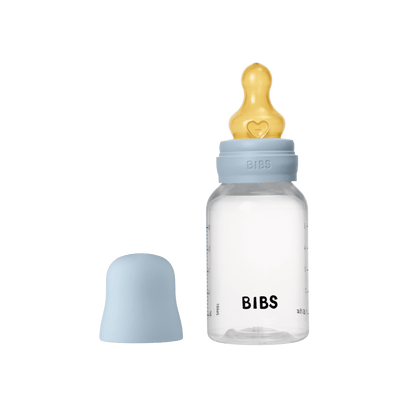 BIBS - زجاجة رضاعة للأطفال من البولي بروبيلين مضادة للمغص | 150 مل | تدفق بطيء | أزرق فاتح 