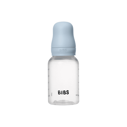 BIBS - زجاجة رضاعة للأطفال من البولي بروبيلين مضادة للمغص | 150 مل | تدفق بطيء | أزرق فاتح 