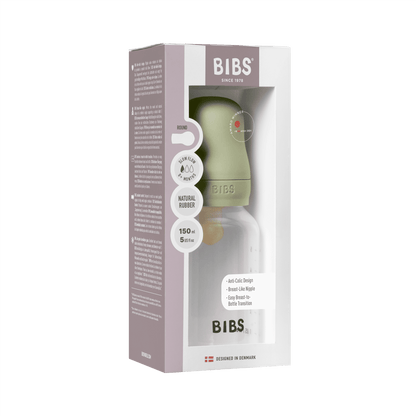 BIBS - زجاجة رضاعة للأطفال من البولي بروبيلين مضادة للمغص | 150 مل | تدفق بطيء | لون أخضر فاتح