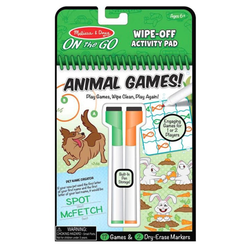 Melissa & Doug - Animal Games Wipe-Off Activity Pad- On the Go Travel Activity | 6Y+ Melissa & Doug - Animal Games Wipe-Off Activity Pad- On the Go Travel Activity | 6Y+