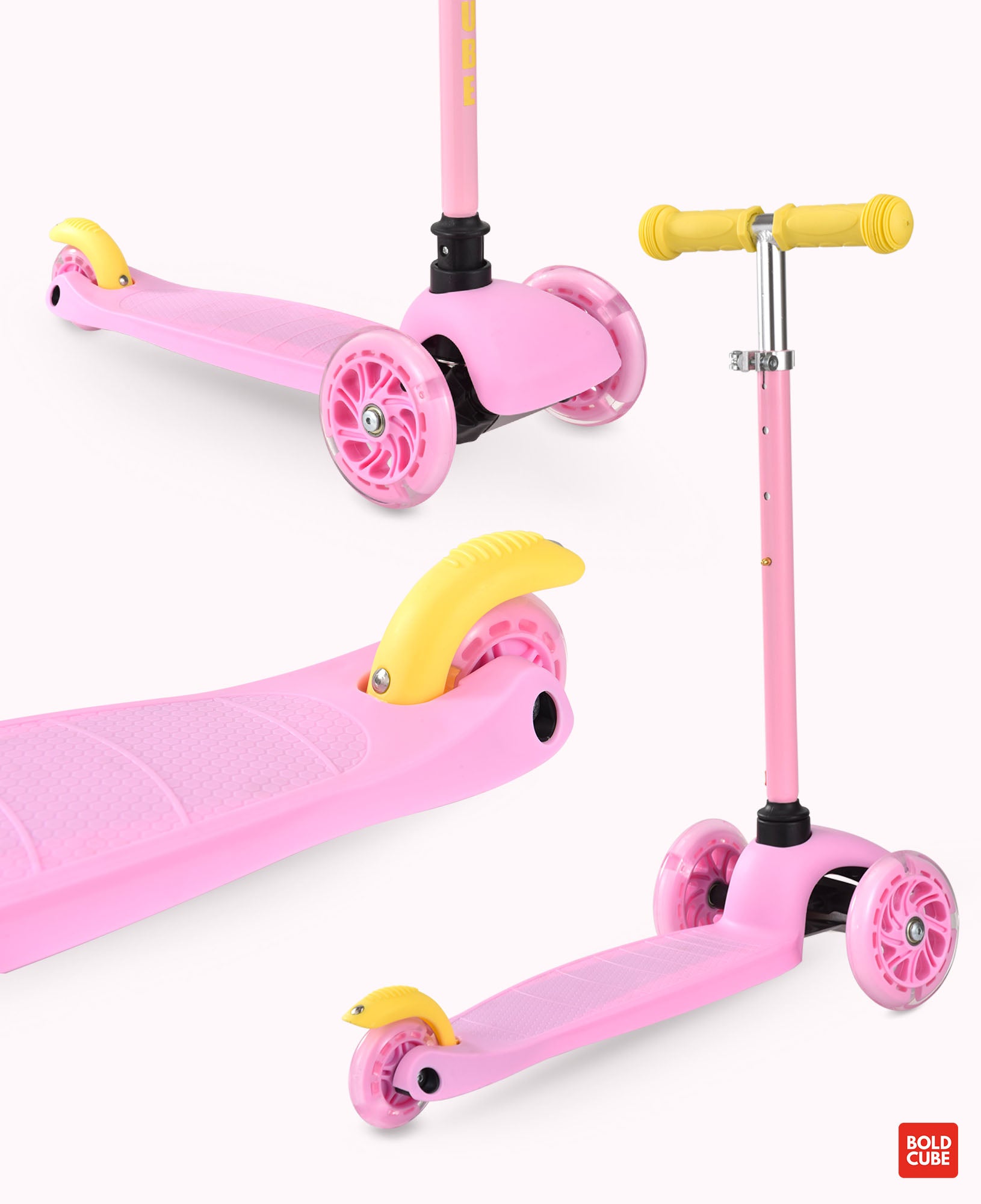 Bold Cube - Teeny Fold Three Wheel Scooter | Pink | 3-6 Years Bold Cube - Teeny Fold Three Wheel Scooter | Pink | 3-6 Years