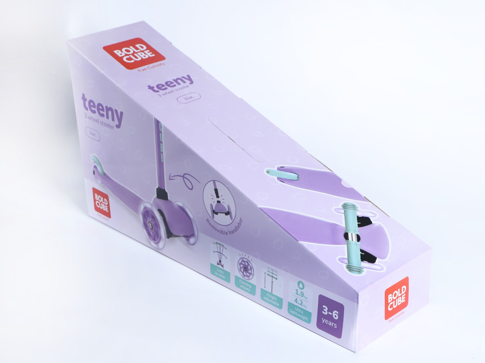 Bold Cube - Teeny Fold Three Wheel Scooter | Lilac | 3-6 Years Bold Cube - Teeny Fold Three Wheel Scooter | Lilac | 3-6 Years