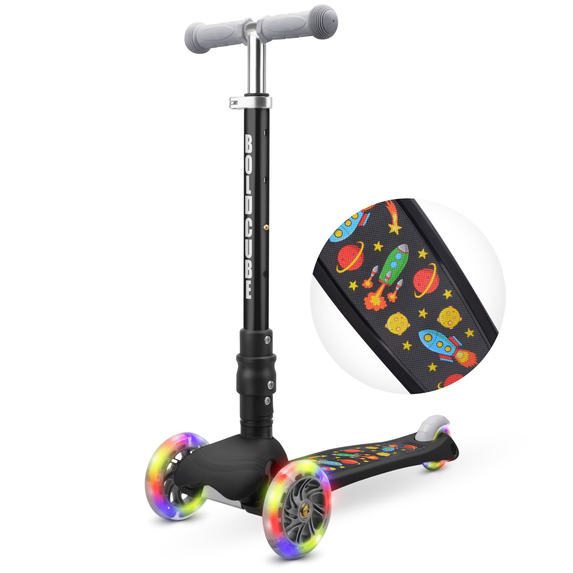 Bold Cube - Teeny Fold Three Wheel Scooter | Rocket Black | 3-8 Years Bold Cube - Teeny Fold Three Wheel Scooter | Rocket Black | 3-8 Years