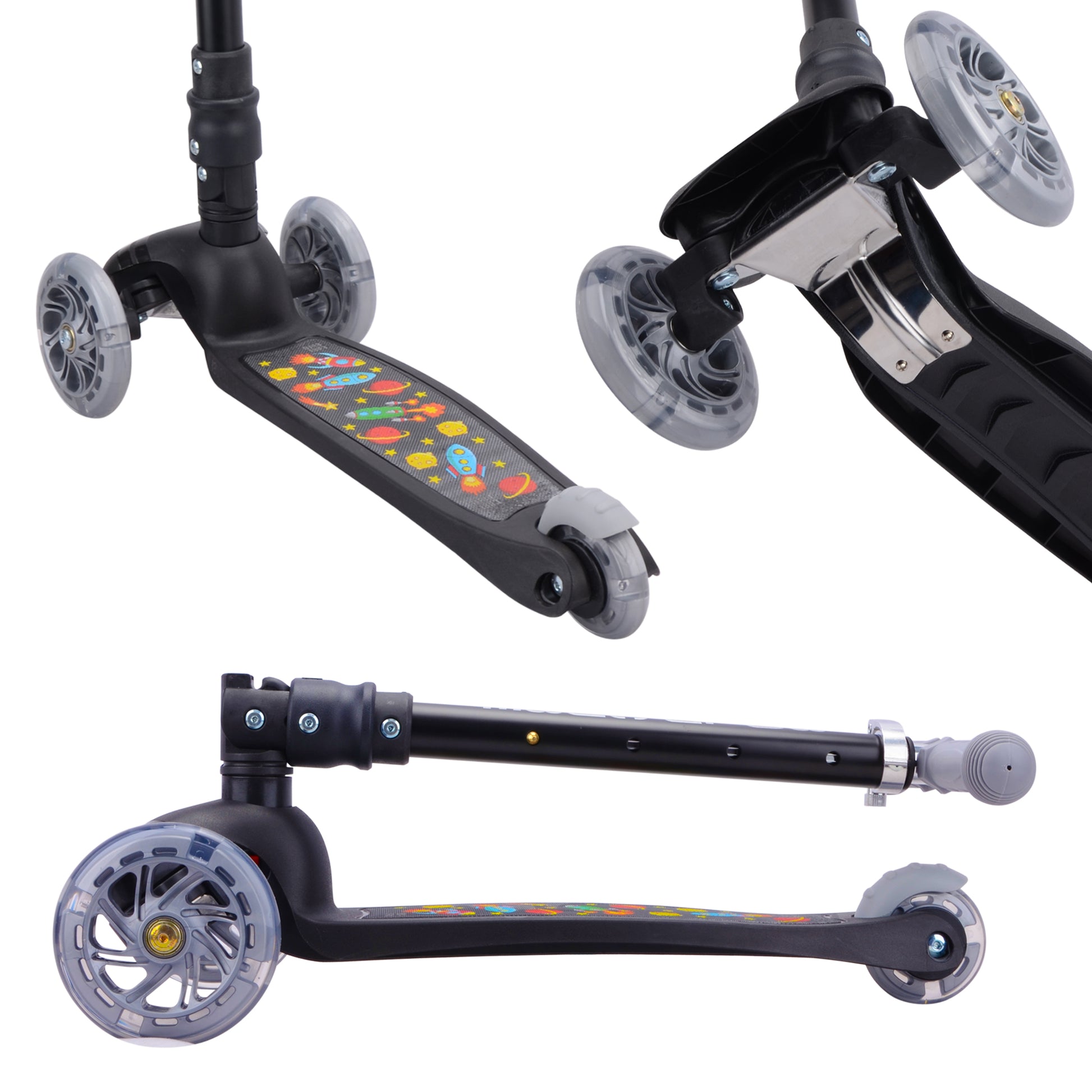 Bold Cube - Teeny Fold Three Wheel Scooter | Rocket Black | 3-8 Years Bold Cube - Teeny Fold Three Wheel Scooter | Rocket Black | 3-8 Years