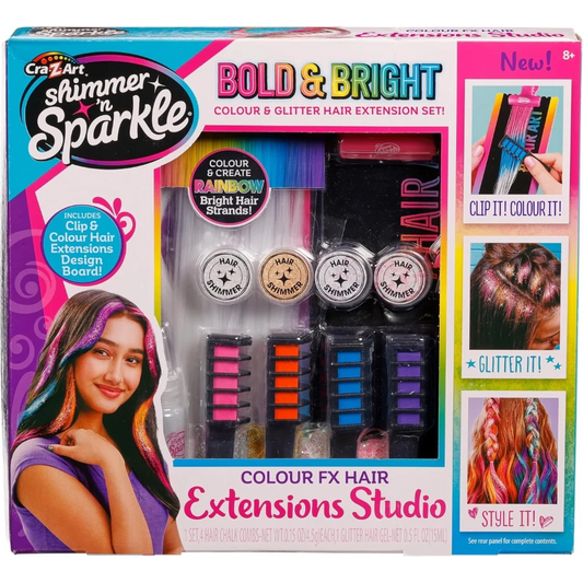 Cra-Z-Art - Shimmer 'n Sparkle Color FX Hair Extensions Studio | 8Y+