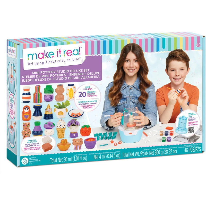 Make It Real - Mini Pottery Studio Deluxe Set- 46 Pcs | 8Y+