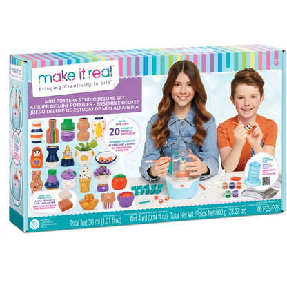 Make It Real - Mini Pottery Studio Deluxe Set- 46 Pcs | 8Y+
