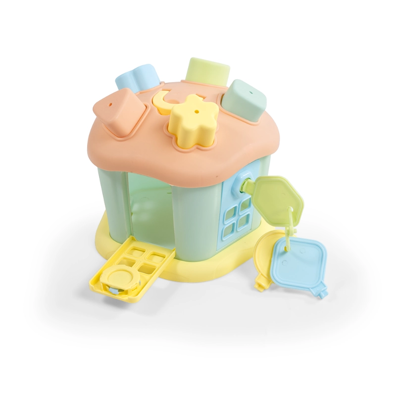 Dolu - Shape Sorter Sweet House with Lockable Doors (Pastel Orange) | 1Y+ Dolu - Shape Sorter Sweet House with Lockable Doors (Pastel Orange) | 1Y+