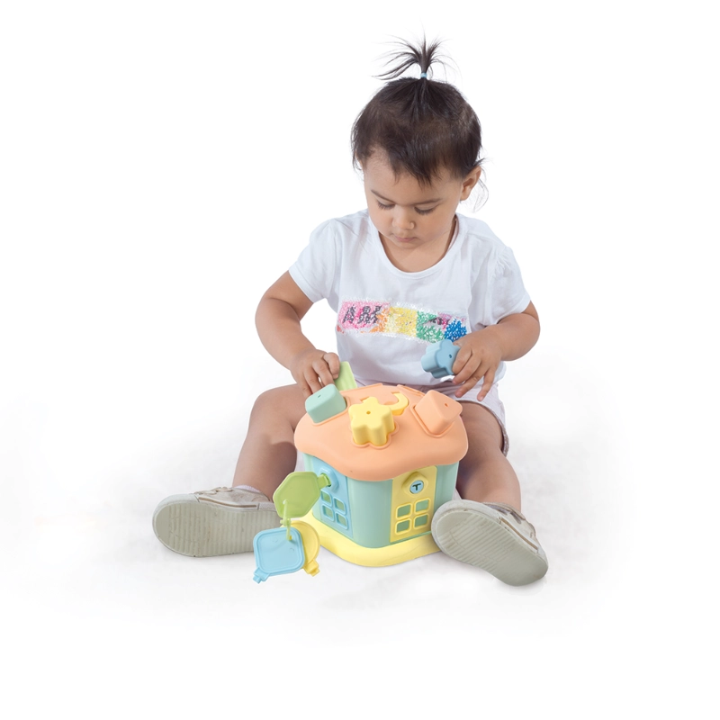 Dolu - Shape Sorter Sweet House with Lockable Doors (Pastel Orange) | 1Y+ Dolu - Shape Sorter Sweet House with Lockable Doors (Pastel Orange) | 1Y+