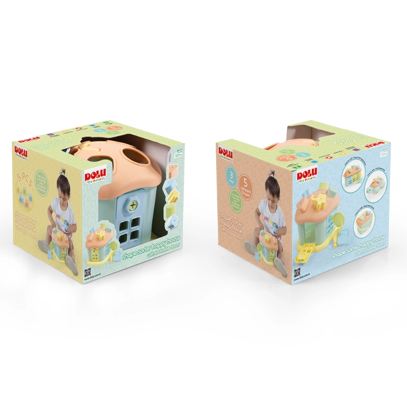 Dolu - Shape Sorter Sweet House with Lockable Doors (Pastel Orange) | 1Y+ Dolu - Shape Sorter Sweet House with Lockable Doors (Pastel Orange) | 1Y+