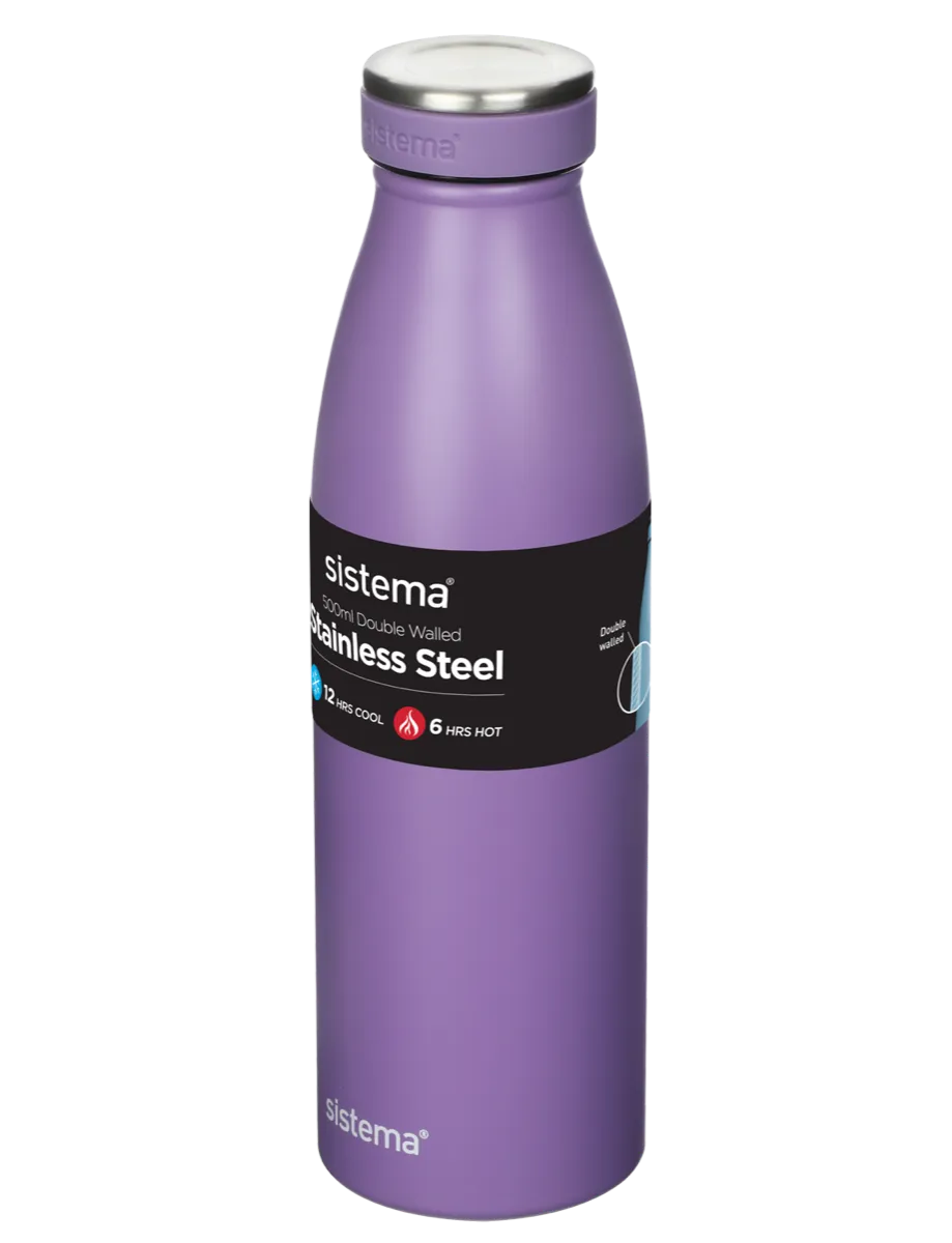 Stainless Steel Bottle 500ml - Sistema Stainless Steel Bottle 500ml - Sistema