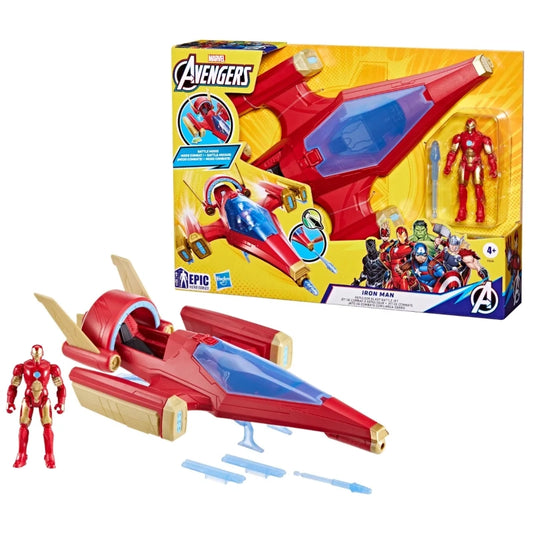 Marvel Epic Hero Series Iron Man Repulsor Blast Battle Jet 4-Inch Action Figure & Vehicle Set | 4Y+ — BambiniJO Jordan