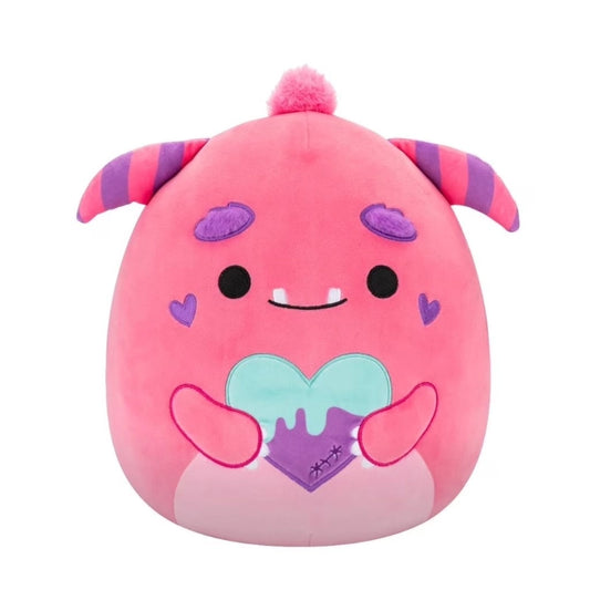 Squishmallows - Medium Plush 12" Mont the Pink Monster Holding Purple and Teal Heart | 1-6Y